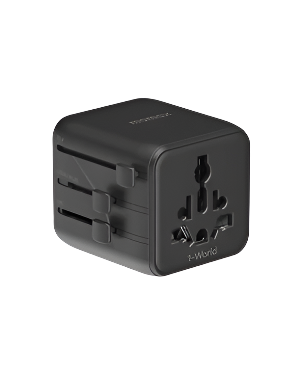 Black Momax 1-World Universal Travel Charger UA19D with dual AC outlets and built-in JP/US, CN, TW, UK, EU, AU sockets, ideal for online shopping and delivery in Doha, Qatar. Black Momax 1-World Universal Travel Charger UA19D with dual AC outlets and built-in JP/US, CN, TW, UK, EU, AU sockets, ideal for online shopping and delivery in Doha, Qatar.